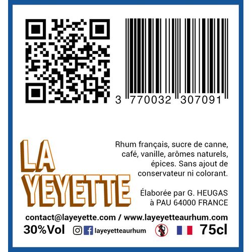Rhum Arrangé Café Vanille 30% Vol. 75 Cl - La Yeyette Au Rhum