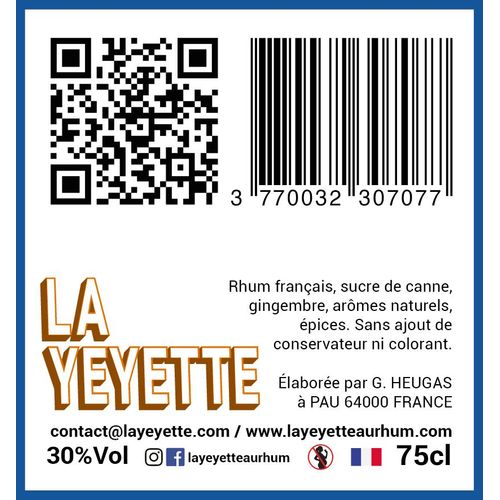 Rhum Arrangé Gingembre 30% Vol. 75 Cl - La Yeyette Au Rhum