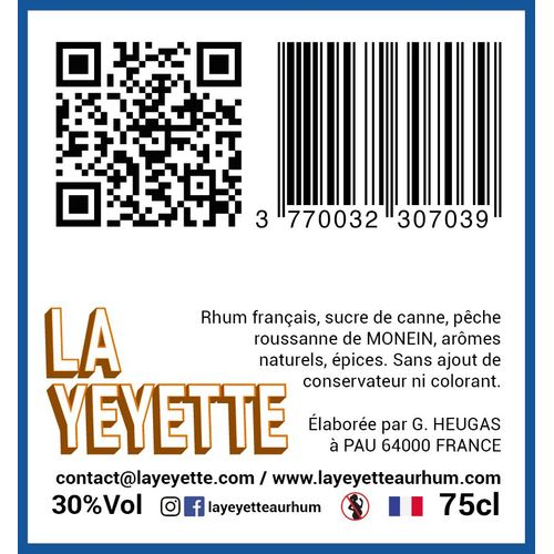 Rhum Arrangé Pêche Roussanne 30% Vol. 75 Cl - La Yeyette Au Rhum