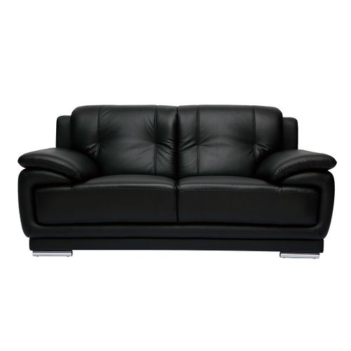 Canapé Cuir Design 2 Places Noir Tamara - Cuir De Buffle