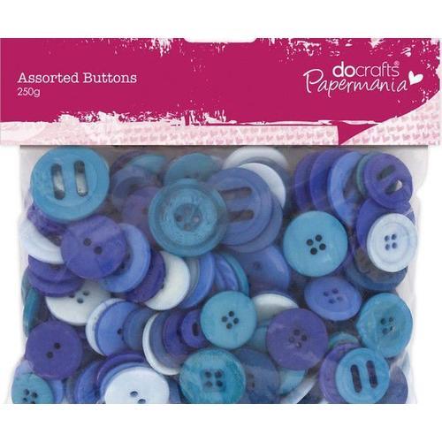 Boutons De Mélange (250g) Bleu, Docrafts, Textile Soie