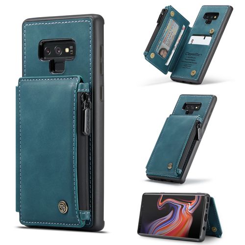 Coque Samsung Galaxy Note 9, Etui Portefeuille 3 Emplacements Pour Cartes, 1 Money Pocket,Portefeuille À Fermeture À Glissière Pour Samsung Galaxy Note 9(Bleu)
