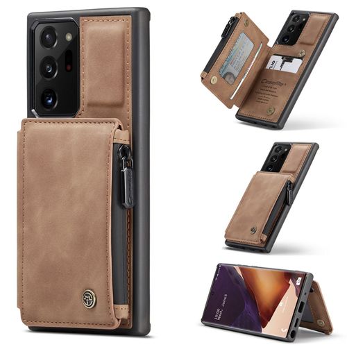 Coque Samsung Galaxy Note 20 Ultra, Etui Portefeuille 3 Emplacements Pour Cartes, 1 Money Pocket,Portefeuille À Fermeture À Glissière Pour Samsung Galaxy Note 20 Ultra,Marron