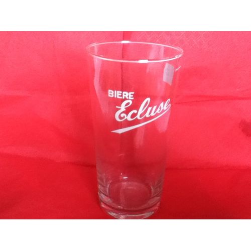Verre À Bière Ancien "Bière Ecluse" 33cl-Émaillé Blanc. Ref 10