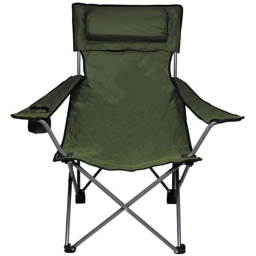 Chaise De Repos Pliant "Deluxe" Vert Avec Dossier Et Accoudoir Fox Outdoor 31881b Camping Randonnee Bivouac Pique Nique Peche Airsoft