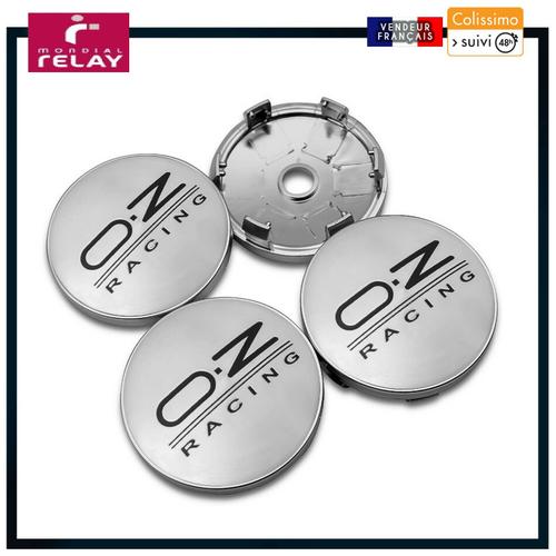 4x Cache Moyeux Centre Roue Dia 60mm Oz Racing Logo Badge Embleme Silver Noir Gr