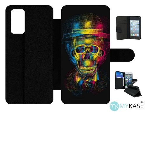 Etui À Rabat Pour Galaxy Note20 5g - Tete De Mort En Lumiere - Simili-Cuir - Noir