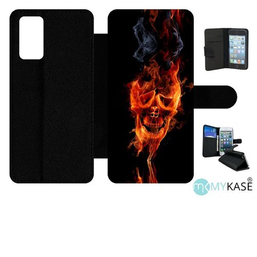 Etui À Rabat Pour Galaxy Note20 5g - Tête De Mort En Feu - Simili-Cuir - Noir
