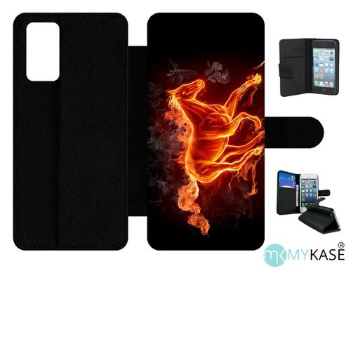 Etui À Rabat Pour Galaxy Note20 5g - Cheval En Feu - Simili-Cuir - Noir