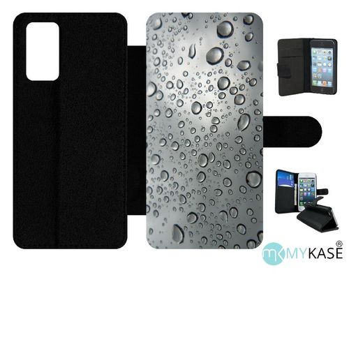 Etui À Rabat Pour Galaxy Note20 5g - Effet Texturé Goutte D'eau - Simili-Cuir - Noir
