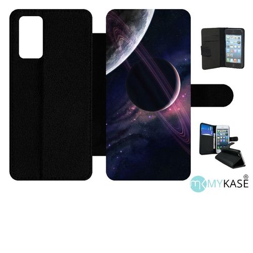Etui À Rabat Pour Galaxy Note20 5g - Espace Saturne - Simili-Cuir - Noir