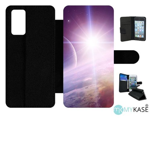 Etui À Rabat Pour Galaxy Note20 5g - Espace Terre - Simili-Cuir - Noir
