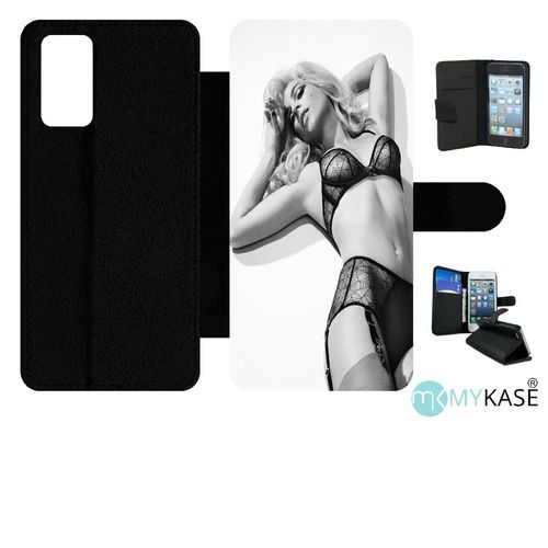 Etui À Rabat Pour Galaxy Note20 5g - Femme Sexy Noir Et Blanc - Simili-Cuir - Noir