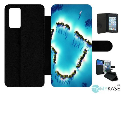 Etui À Rabat Pour Galaxy Note20 5g - Coeur Plage - Simili-Cuir - Noir