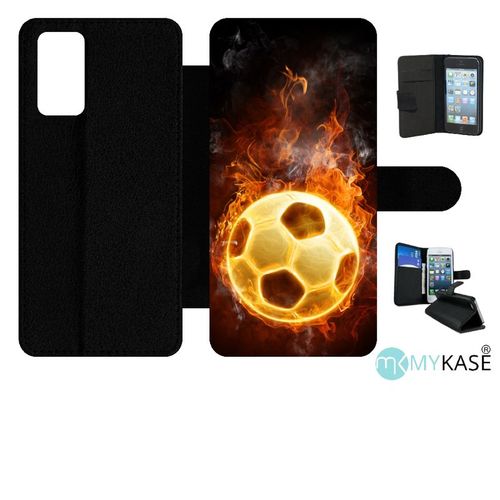 Etui À Rabat Pour Galaxy Note20 5g - Foot Flamme - Simili-Cuir - Noir
