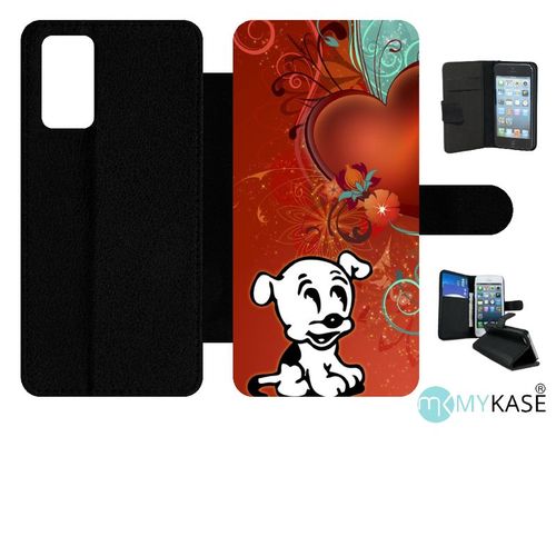 Etui À Rabat Pour Galaxy Note20 5g - Chien Love - Simili-Cuir - Noir