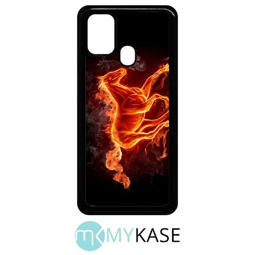Coque Pour Galaxy M31 Prime - Cheval En Feu - Noir