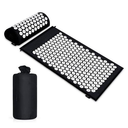 Kit D'acupression Avec Tapis Et Coussin, Set De Massage ,Noir