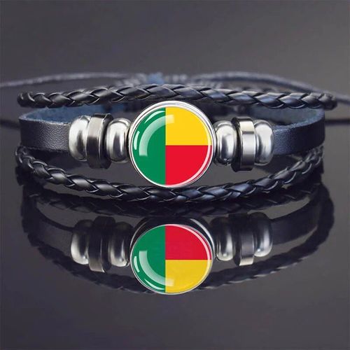 Bracelets À Breloques En Cuir Noir Pour Hommes Et Femmes,Afrique,Pays,Algérie,Soudan,Tunisie,Maroc,Verre,Breton,Bijoux Punk
