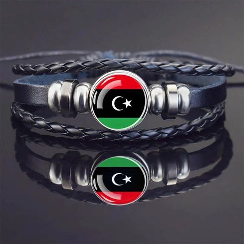 Bracelets À Breloques En Cuir Noir Pour Hommes Et Femmes,Afrique,Pays,Algérie,Soudan,Tunisie,Maroc,Verre,Breton,Bijoux Punk