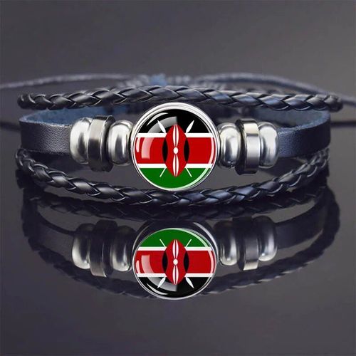 Bracelets À Breloques En Cuir Noir Pour Hommes Et Femmes,Afrique,Pays,Algérie,Soudan,Tunisie,Maroc,Verre,Breton,Bijoux Punk