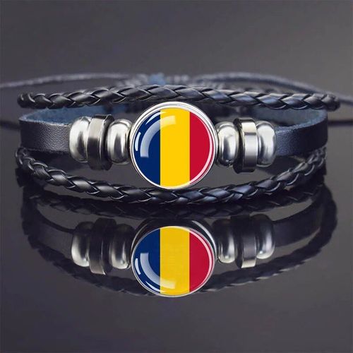 Bracelets À Breloques En Cuir Noir Pour Hommes Et Femmes,Afrique,Pays,Algérie,Soudan,Tunisie,Maroc,Verre,Breton,Bijoux Punk