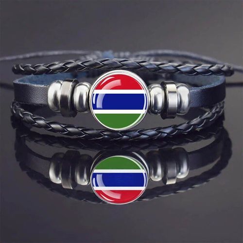 Bracelets À Breloques En Cuir Noir Pour Hommes Et Femmes,Afrique,Pays,Algérie,Soudan,Tunisie,Maroc,Verre,Breton,Bijoux Punk