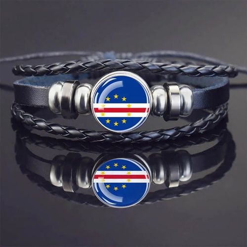 Bracelets À Breloques En Cuir Noir Pour Hommes Et Femmes,Afrique,Pays,Algérie,Soudan,Tunisie,Maroc,Verre,Breton,Bijoux Punk