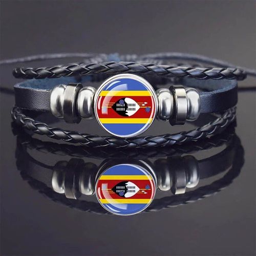 Bracelets À Breloques En Cuir Noir Pour Hommes Et Femmes,Afrique,Pays,Algérie,Soudan,Tunisie,Maroc,Verre,Breton,Bijoux Punk