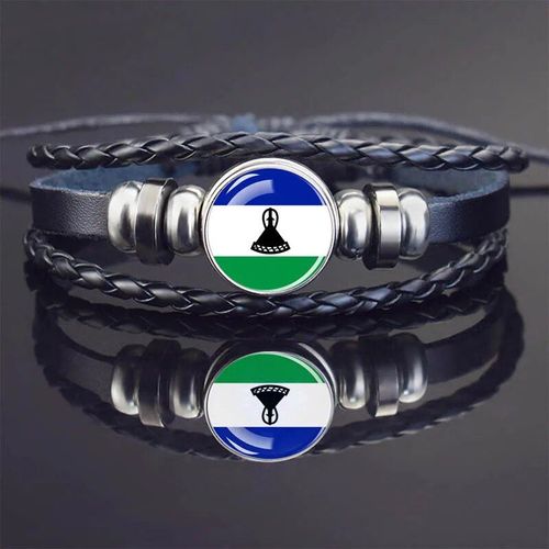 Bracelets À Breloques En Cuir Noir Pour Hommes Et Femmes,Afrique,Pays,Algérie,Soudan,Tunisie,Maroc,Verre,Breton,Bijoux Punk