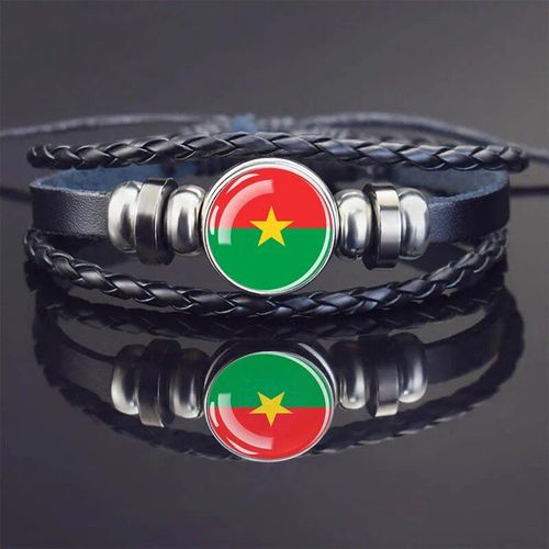 Bracelets À Breloques En Cuir Noir Pour Hommes Et Femmes,Afrique,Pays,Algérie,Soudan,Tunisie,Maroc,Verre,Breton,Bijoux Punk