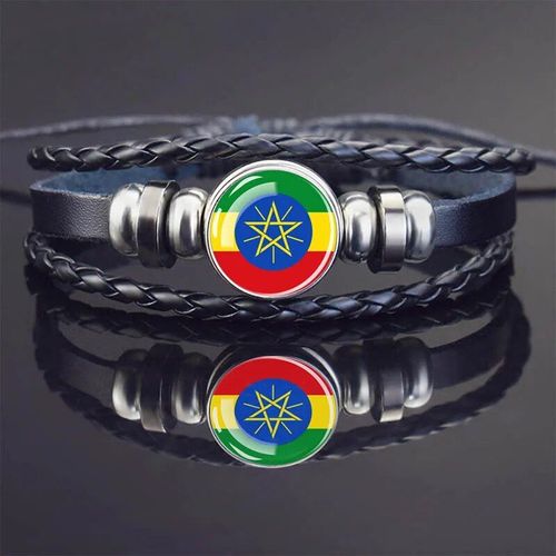 Bracelets À Breloques En Cuir Noir Pour Hommes Et Femmes,Afrique,Pays,Algérie,Soudan,Tunisie,Maroc,Verre,Breton,Bijoux Punk