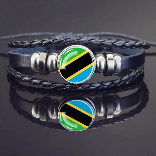 Bracelets À Breloques En Cuir Noir Pour Hommes Et Femmes,Afrique,Pays,Algérie,Soudan,Tunisie,Maroc,Verre,Breton,Bijoux Punk
