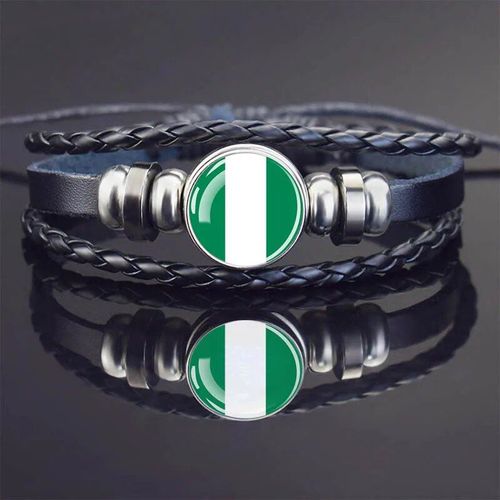Bracelets À Breloques En Cuir Noir Pour Hommes Et Femmes,Afrique,Pays,Algérie,Soudan,Tunisie,Maroc,Verre,Breton,Bijoux Punk