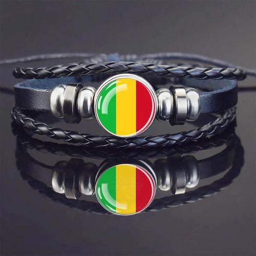Bracelets À Breloques En Cuir Noir Pour Hommes Et Femmes,Afrique,Pays,Algérie,Soudan,Tunisie,Maroc,Verre,Breton,Bijoux Punk