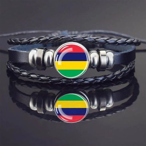 Bracelets À Breloques En Cuir Noir Pour Hommes Et Femmes,Afrique,Pays,Algérie,Soudan,Tunisie,Maroc,Verre,Breton,Bijoux Punk
