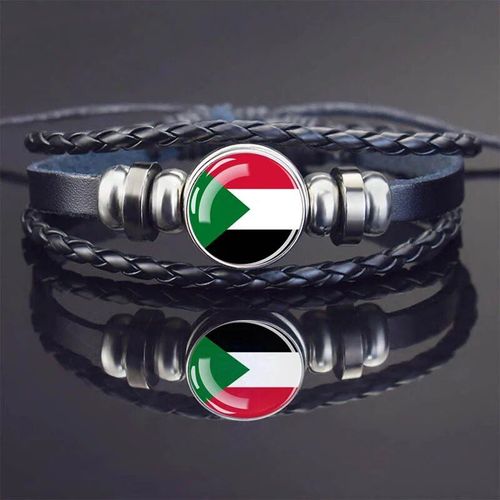 Bracelets À Breloques En Cuir Noir Pour Hommes Et Femmes,Afrique,Pays,Algérie,Soudan,Tunisie,Maroc,Verre,Breton,Bijoux Punk