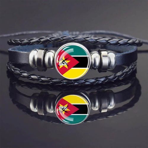 Bracelets À Breloques En Cuir Noir Pour Hommes Et Femmes,Afrique,Pays,Algérie,Soudan,Tunisie,Maroc,Verre,Breton,Bijoux Punk