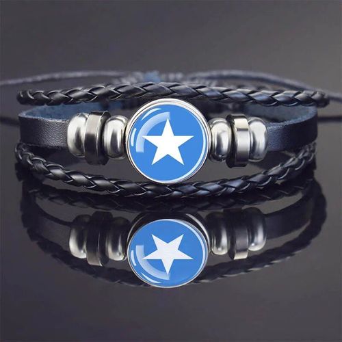 Bracelets À Breloques En Cuir Noir Pour Hommes Et Femmes,Afrique,Pays,Algérie,Soudan,Tunisie,Maroc,Verre,Breton,Bijoux Punk
