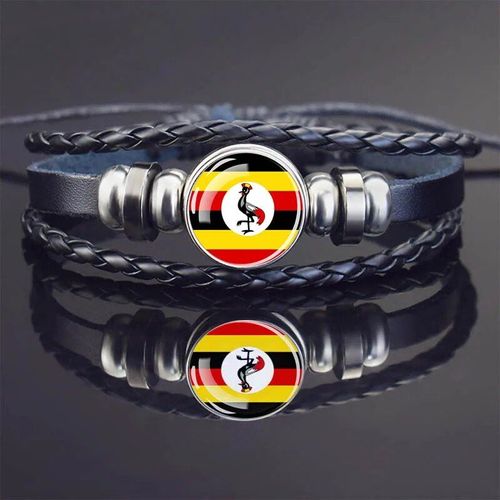 Bracelets À Breloques En Cuir Noir Pour Hommes Et Femmes,Afrique,Pays,Algérie,Soudan,Tunisie,Maroc,Verre,Breton,Bijoux Punk