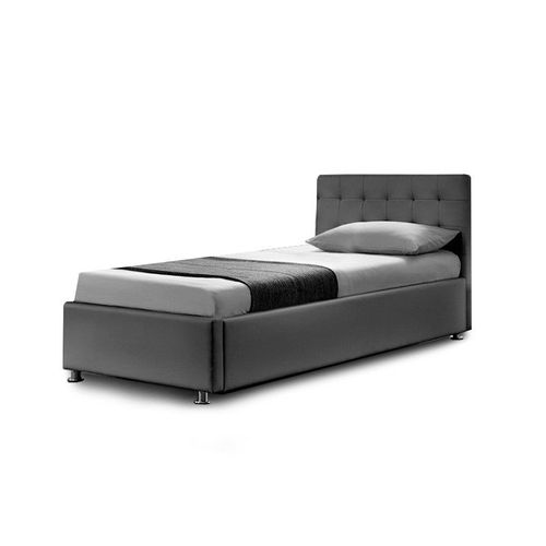 Lit Complet Sommier Relevable + Tête De Lit + Cadre De Lit Capitole - Gris - 90x190