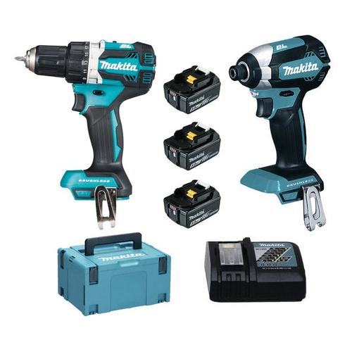 Makita DLX2189T3J Combopack LXT 18V: DDF484 + DTD153 + 3x BL1850B + DC18RC + MAKPAC