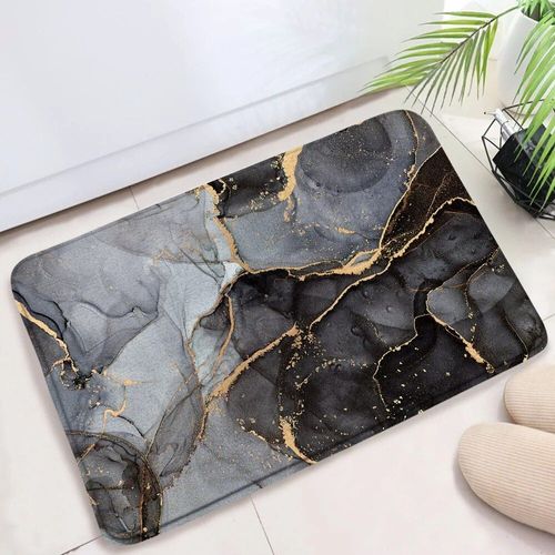 Polymères De Bain Texturés En Marbre Pour La Décoration Intérieure,Tapis Coordonnants,Tapis De Porte De Sol,Ensembles D'accessoires,Noir Et Blanc,Glouton - Type 1557ai-Dd-40x60cm-15.7x23.6in