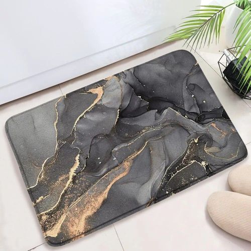 Polymères De Bain Texturés En Marbre Pour La Décoration Intérieure,Tapis Coordonnants,Tapis De Porte De Sol,Ensembles D'accessoires,Noir Et Blanc,Glouton - Type 108sc-Dd-45x75cm-17.7x29.5in