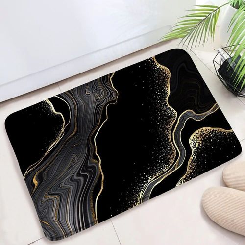 Polymères De Bain Texturés En Marbre Pour La Décoration Intérieure,Tapis Coordonnants,Tapis De Porte De Sol,Ensembles D'accessoires,Noir Et Blanc,Glouton - Type 1554ai-Dd-45x75cm-17.7x29.5in