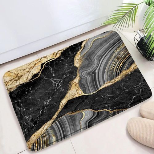 Polymères De Bain Texturés En Marbre Pour La Décoration Intérieure,Tapis Coordonnants,Tapis De Porte De Sol,Ensembles D'accessoires,Noir Et Blanc,Glouton - Type 1556ai-Dd-40x60cm-15.7x23.6in