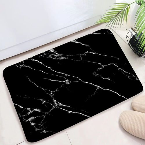 Polymères De Bain Texturés En Marbre Pour La Décoration Intérieure,Tapis Coordonnants,Tapis De Porte De Sol,Ensembles D'accessoires,Noir Et Blanc,Glouton - Type 3aa-Dd-40x60cm-15.7x23.6in