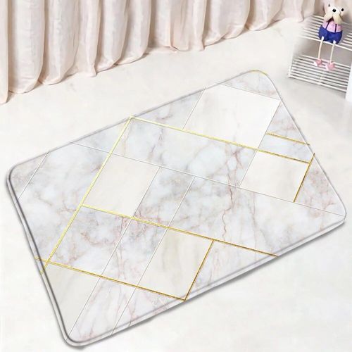 Polymères De Bain Texturés En Marbre Pour La Décoration Intérieure,Tapis Coordonnants,Tapis De Porte De Sol,Ensembles D'accessoires,Noir Et Blanc,Glouton - Type 5060yj-Dd-40x60cm-15.7x23.6in