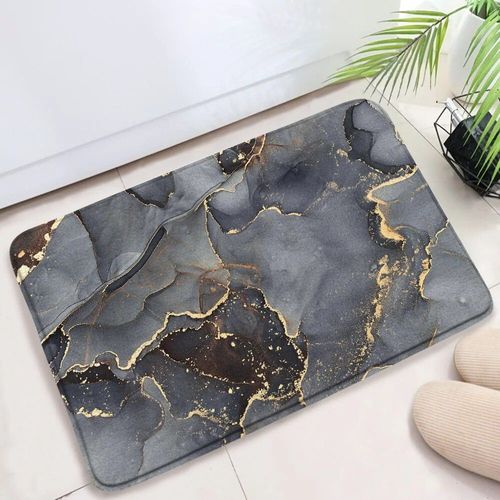 Polymères De Bain Texturés En Marbre Pour La Décoration Intérieure,Tapis Coordonnants,Tapis De Porte De Sol,Ensembles D'accessoires,Noir Et Blanc,Glouton - Type 809sd-Dd-45x75cm-17.7x29.5in