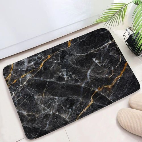 Polymères De Bain Texturés En Marbre Pour La Décoration Intérieure,Tapis Coordonnants,Tapis De Porte De Sol,Ensembles D'accessoires,Noir Et Blanc,Glouton - Type 802sd-Dd-45x75cm-17.7x29.5in